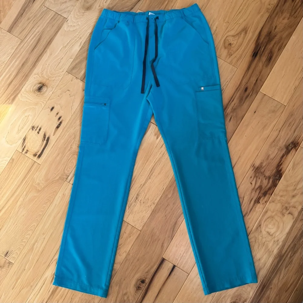 Figs Cairo scrub pants teal men’s straight leg cargo size XL tall
